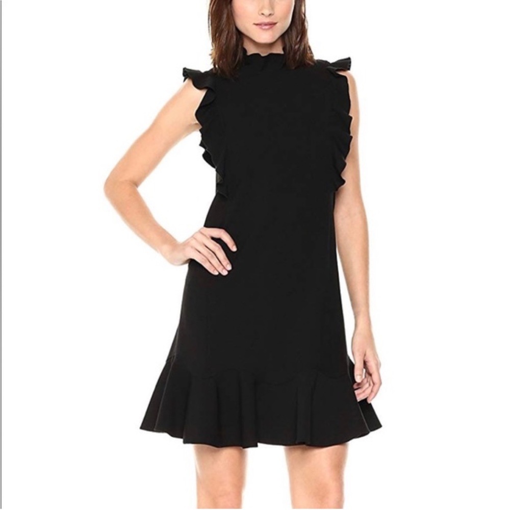 Rebecca Taylor Black Sleeveless Ruffle Dress